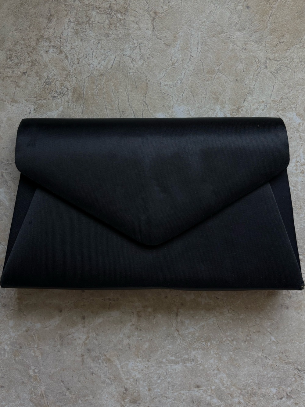 Lord & Taylor Black Satin Folded Flap Clutch